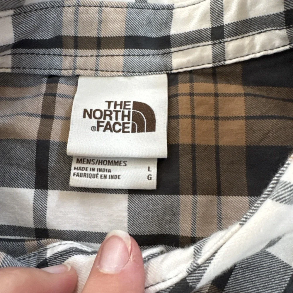 The North Face Men's Plaid Button-Up Shirt Size L Outdoor Hiking Fall Brown